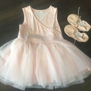 Tutu dress and ballet slippers. Toddler girls